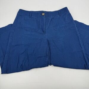 Talbots‎ Blue Wide Leg Cropped Pants Size 14 High Waisted Casual